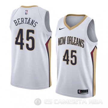 Camiseta Dairis Bertans #45 New Orleans Pelicans Association 2018 Blanco