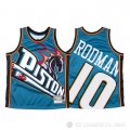 Camiseta Dennis Rodman #10 Detroit Pistons Mitchell & Ness Big Face Azul