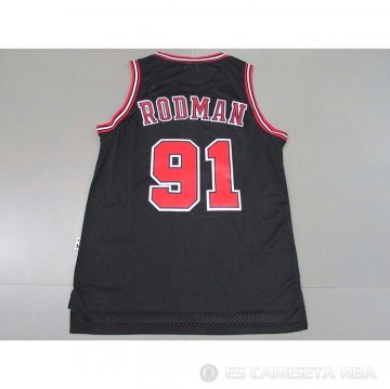 Camiseta Dennis Rodman NO 91 Chicago Bulls Mitchell & Ness 1997-98 Negro