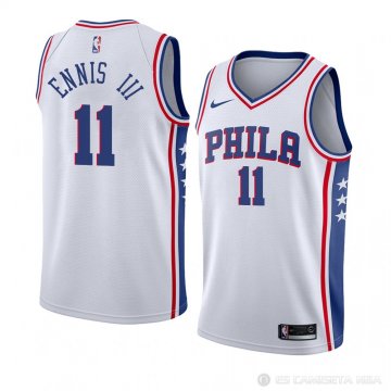 Camiseta James Ennis III #11 Philadelphia 76ers Association 2018 Blanco
