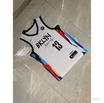 Camiseta James Harden NO 13 Brooklyn Nets Ciudad 2020-21 Blanco