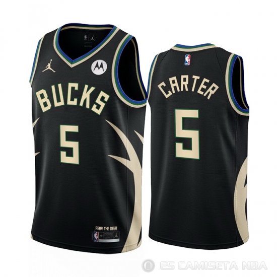 Camiseta Jevon Carter #5 Milwaukee Bucks Statement 2022-23 Negro - Haga un click en la imagen para cerrar