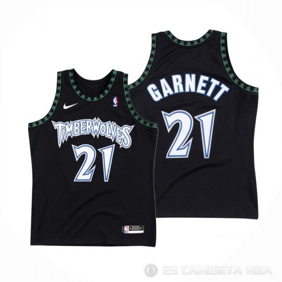 Camiseta Kevin Garnett NO 21 Minnesota Timberwolves Classic Negro - Haga un click en la imagen para cerrar