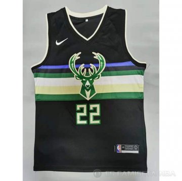 Camiseta Khris Middleton NO 22 Milwaukee Bucks Statement 2020 Negro