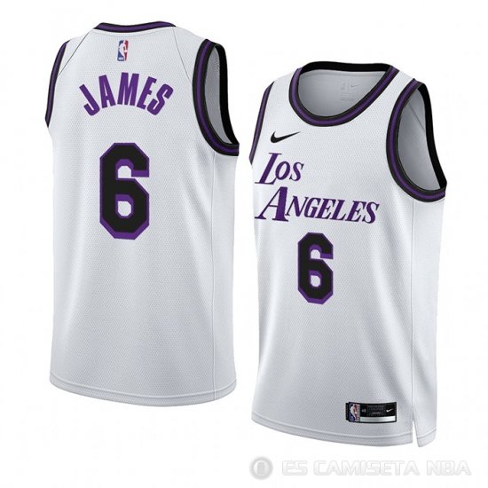 Camiseta LeBron James #6 Los Angeles Lakers Ciudad 2022-23 Blanco - Haga un click en la imagen para cerrar