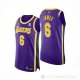 Camiseta LeBron James #6 Los Angeles Lakers Statement Autentico Violeta