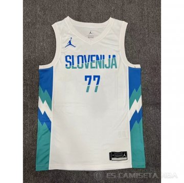 Camiseta Luka Doncic #77 Slovenia Primera Blanco