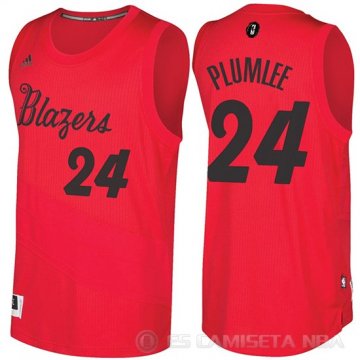 Camiseta Mason Plumlee #24 Portland Trail Blazers Navidad 2016 Rojo