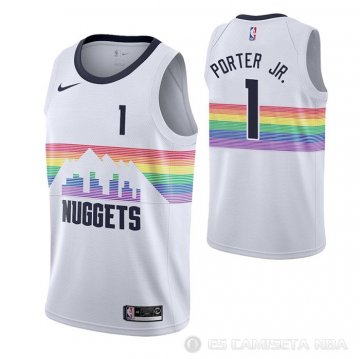 Camiseta Michael Porter JR. NO 1 Denver Nuggets Ciudad Blanco