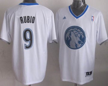 Camiseta Rubio #9 Timberwolves 2013 Navidad Blanco