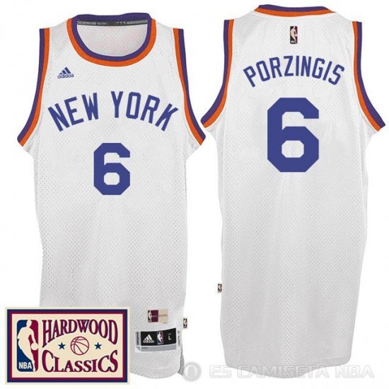 Camiseta Porzingis #6 New York Knicks Retro Blanco - Haga un click en la imagen para cerrar