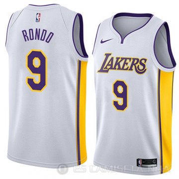 Camiseta Rajon Rondo #9 Los Angeles Lakers Association 2018 Blanco