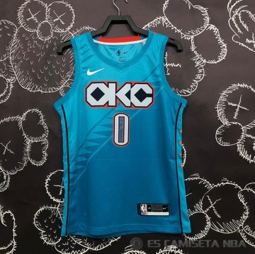 Camiseta Russell Westbrook #0 Oklahoma City Thunder Ciudad 2018-19 Azul