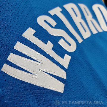 Camiseta Russell Westbrook #0 Oklahoma City Thunder Icon Autentico Azul