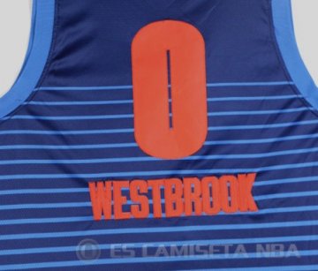 Camiseta Russell Westbrook #0 Oklahoma City Thunder Statement 2017-18 Azul