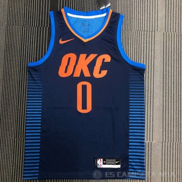 Camiseta Russell Westbrook NO 0 Oklahoma City Thunder Statement Azul