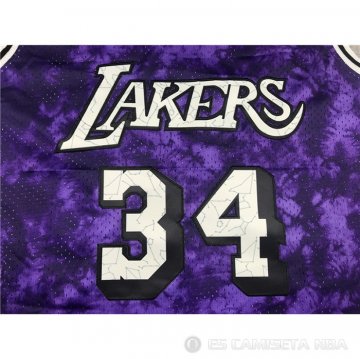 Camiseta Shaquille O'neal NO 34 Los Angeles Laker Galaxy Violeta