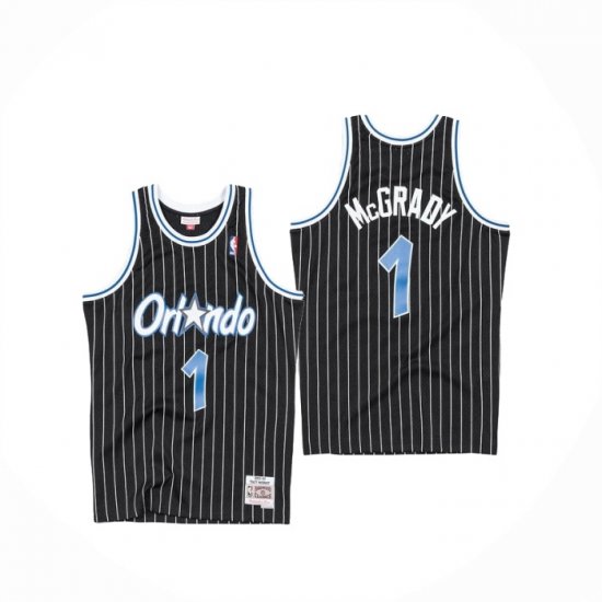 Camiseta Tracy McGrady NO 1 Orlando Magic Hardwood Classics Throwback Negro - Haga un click en la imagen para cerrar