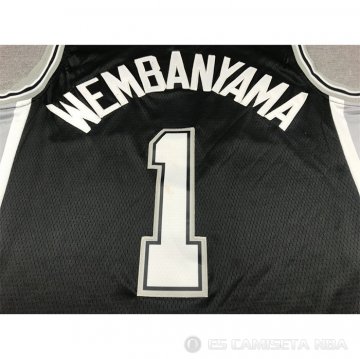 Camiseta Victor Wembanyama #1 San Antonio Spurs Icon 2022-23 Negro