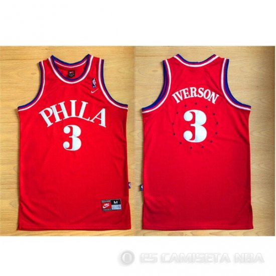 Camiseta retro Allen iverson #3 Philadelphia 76ers Rojo - Haga un click en la imagen para cerrar