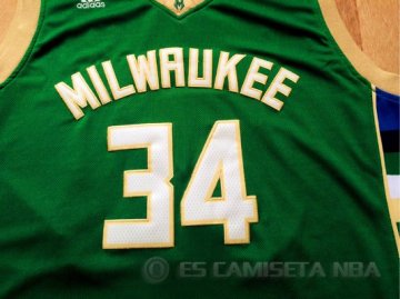Camiseta Antetokounmpo #34 Milwaukee Bucks Verde Rev30