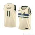 Camiseta Brook Lopez #11 Milwaukee Bucks Ciudad 2018 Crema