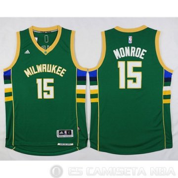 Camiseta Monroe #15 Milwaukee Bucks Verde