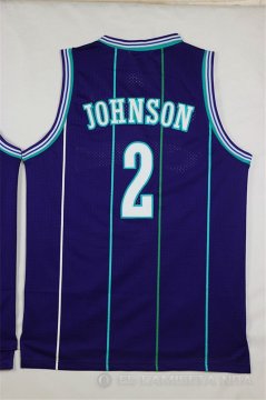 Camiseta Retro Johnson #2 Charlotte Hornets Purpura