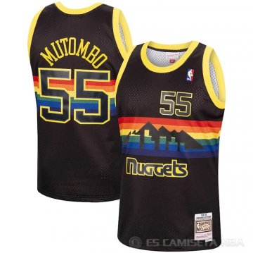 Camiseta Dikembe Mutombo NO 55 Denver Nuggets Retro Negro