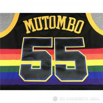 Camiseta Dikembe Mutombo NO 55 Denver Nuggets Retro Negro