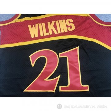 Camiseta Dominique Wilkins NO 21 Atlanta Hawks Mitchell & Ness 1986-87 Negro