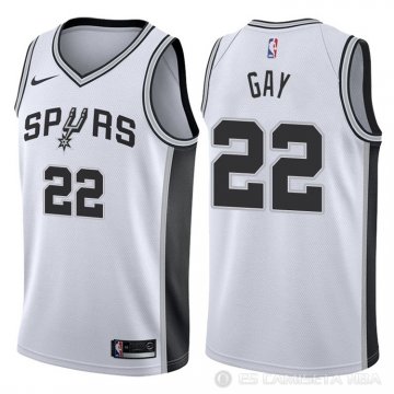 Camiseta Gay #22 San Antonio Spurs Autentico 2017-18 Blanco