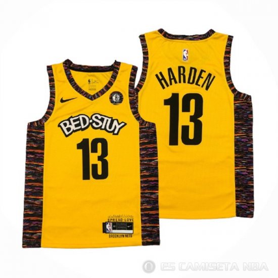 Camiseta James Harden NO 13 Brooklyn Nets Ciudad 2020-21 Amarillo - Haga un click en la imagen para cerrar