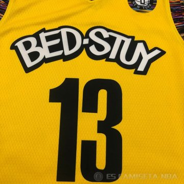 Camiseta James Harden NO 13 Brooklyn Nets Ciudad 2020-21 Amarillo