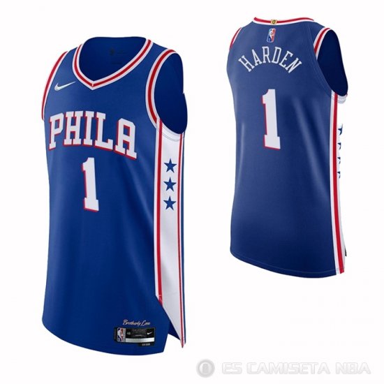 Camiseta James Harden #1 Philadelphia 76ers Icon 2021-2022 Authentic Azul - Haga un click en la imagen para cerrar