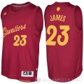 Camiseta James #23 Cleveland Cavaliers Autentico Navidad 2016-17 Rojo