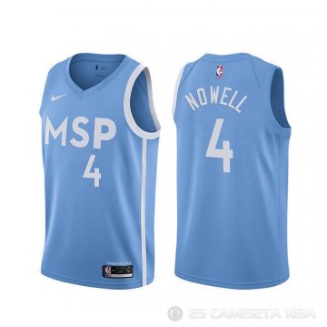 Camiseta Jaylen Nowell #4 Minnesota Timberwolves Ciudad 2019-20 Azul