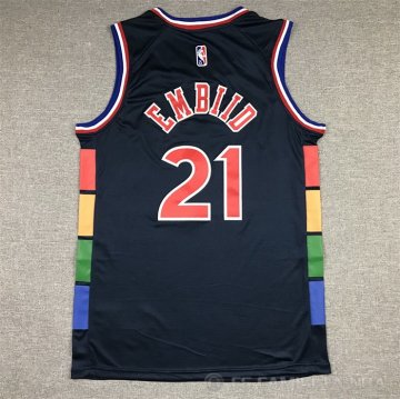 Camiseta Joel Embiid NO 21 Philadelphia 76ers Ciudad 2021-22 Azul
