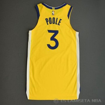 Camiseta Jordan Poole #3 Golden State Warriors Statement Autentico 2022 Oro
