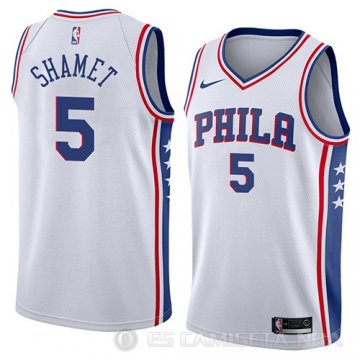 Camiseta Landry Shamet #5 Philadelphia 76ers Association 2018 Blanco