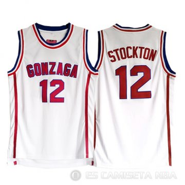 Camiseta NCAA Stockton #12 Gonzaga University Blanco