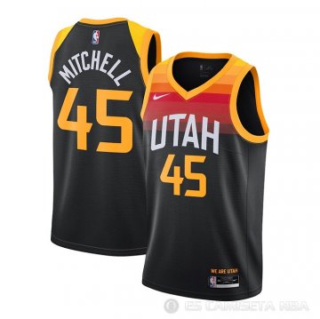 Camiseta Onovan Mitchell NO 45 Utah Jazz Ciudad 2020-21 Negro