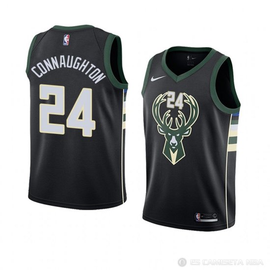 Camiseta Pat Connaughton #24 Milwaukee Bucks Statement 2018 Negro - Haga un click en la imagen para cerrar