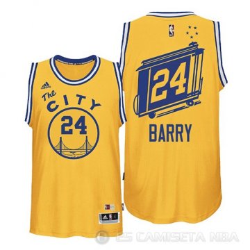 Camiseta Rick Barry #24 Golden State Warriors Hardwood Classics Amarillo