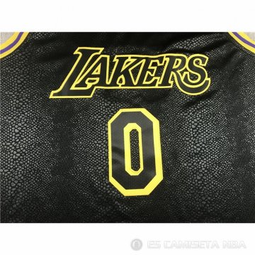 Camiseta Russell Westbrook NO 0 Los Angeles Lakers Ciudad Negro