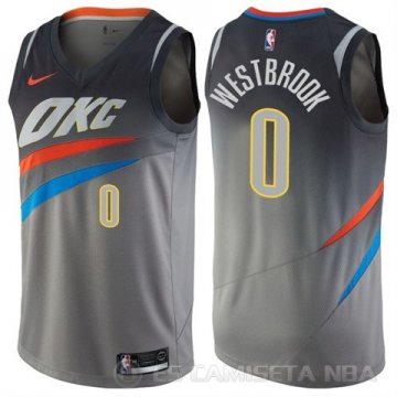 Camiseta Russell Westbrook #0 Oklahoma City Thunder Ciudad Gris