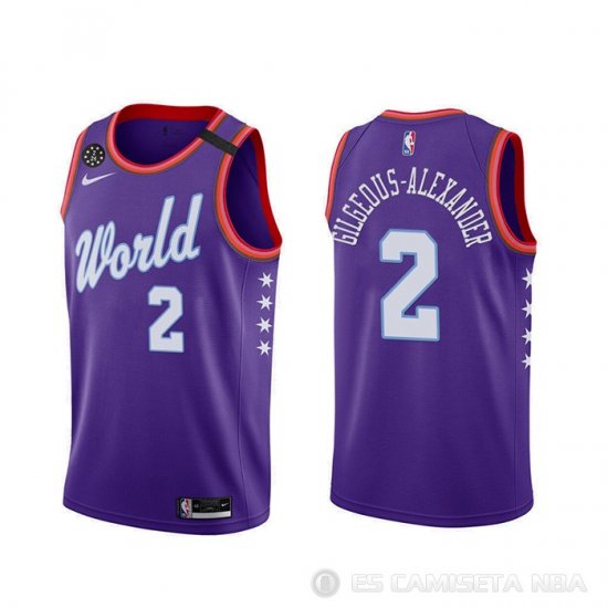 Camiseta Shai Gilgeous-Alexander #2 2020 Rising Star World Violeta - Haga un click en la imagen para cerrar