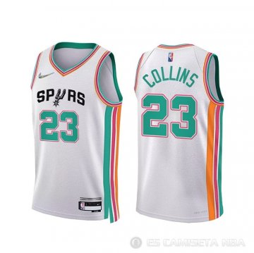 Camiseta Zach Collins NO 23 San Antonio Spurs Ciudad 2021-22 Blanco