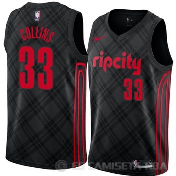 Camiseta Zach Collins #33 Portland Trail Blazers Ciudad 2018 Negro