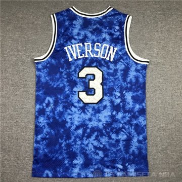 Camiseta Allen Iverson NO 3 Philadelphia 76ers Galaxy Azul